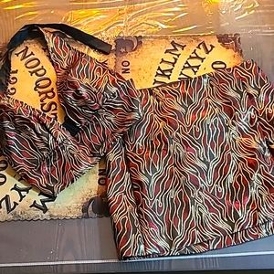 Lip Service - pre-2000 - Metallic flames top and skirt set - S